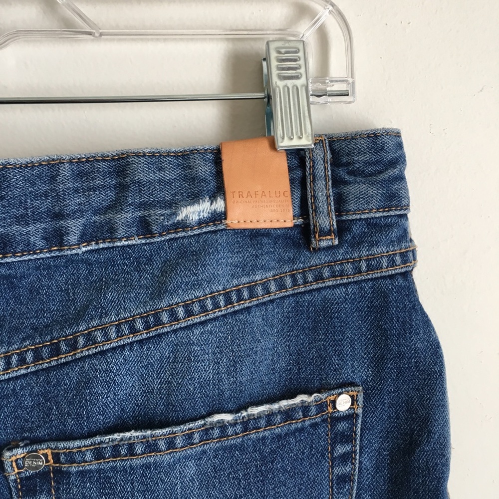 Zara | Distressed Jean Mini Skirt Med Wash Denim - Picture 7 of 8